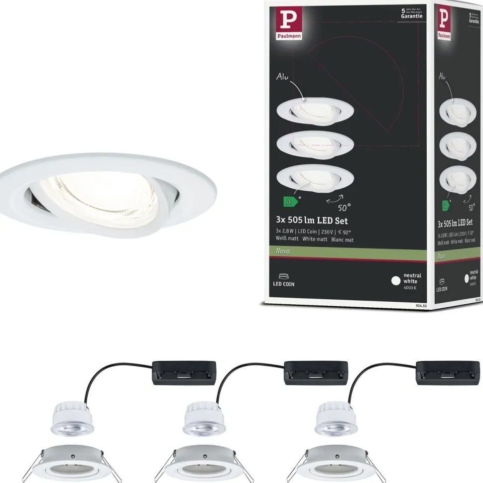 LED-alasvalo Paulmann Nova Coin Ø84mm 50° 2.8W 505lm 4000K upotettava