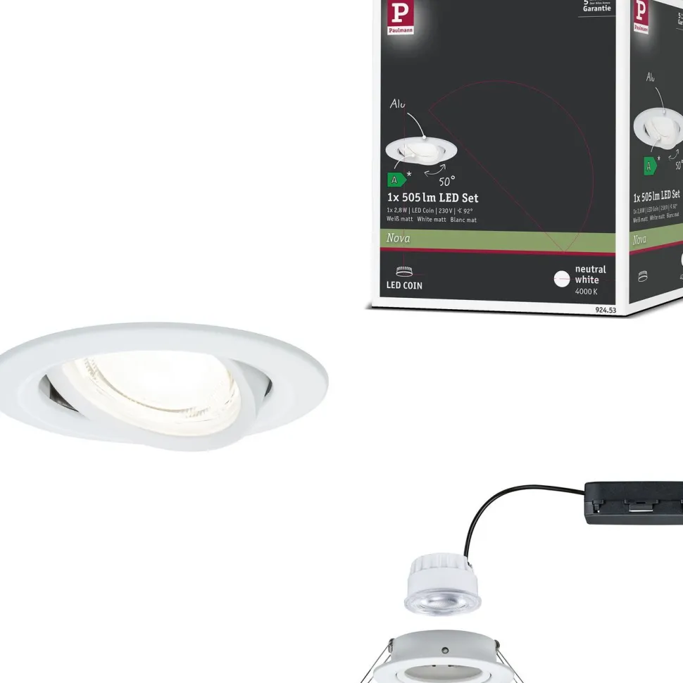 LED-alasvalo Paulmann Nova Coin Ø84mm 50° 2.8W 505lm 4000K upotettava