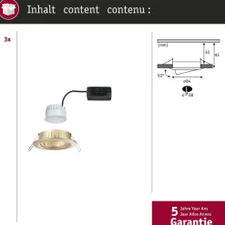 LED-alasvalo Paulmann Nova Coin Ø84mm 50° 6W 470lm 2700K upotettava mattakulta 3kpl/pkt