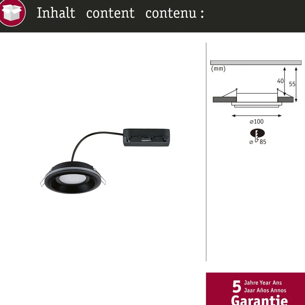 LED-alasvalo Paulmann Sormus IP65 Ø100mm 4.8/1.5W 560lm/180lm 3000K upotettava