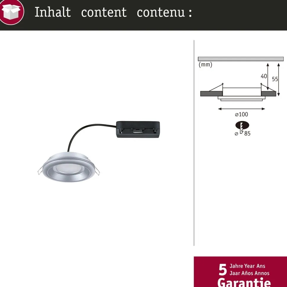 LED-alasvalo Paulmann Sormus IP65 Ø100mm 4.8/1.5W 560lm/180lm 3000K upotettava