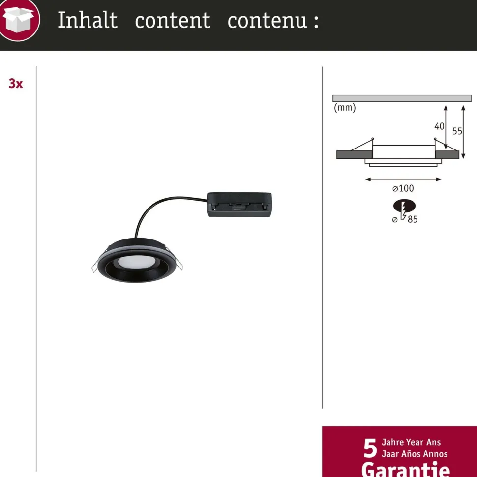 LED-alasvalo Paulmann Sormus IP65 Ø100mm 4.8/1.5W 560lm/180lm 3000K upotettava