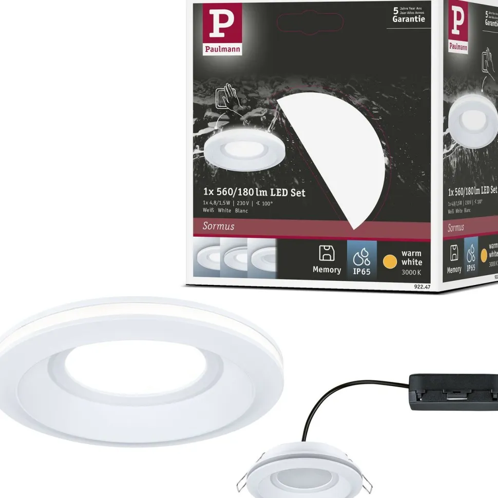 LED-alasvalo Paulmann Sormus IP65 Ø100mm 4.8/1.5W 560lm/180lm 3000K upotettava