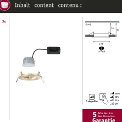 LED-alasvalo Paulmann 3-Step-Dim Nova Coin Basic IP44 Ø74mm 6W 470lm 2700K himmennettävä upotettava mattakulta 3kpl/pkt