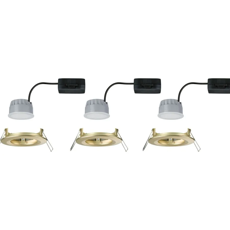 LED-alasvalo Paulmann 3-Step-Dim Nova Coin Basic IP44 Ø74mm 6W 470lm 2700K himmennettävä upotettava mattakulta 3kpl/pkt