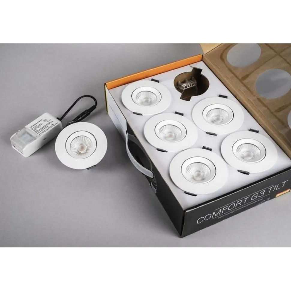 LED-alasvalosarja Hide-a-lite Comfort G3 Tilt 6-Pack 3000K valkoinen