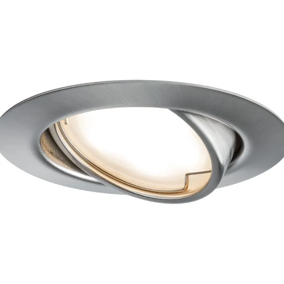 LED-Alasvalosetti Paulmann Coin 3-osainen suunnattava himmennettävä 3000K harjattu teräs
