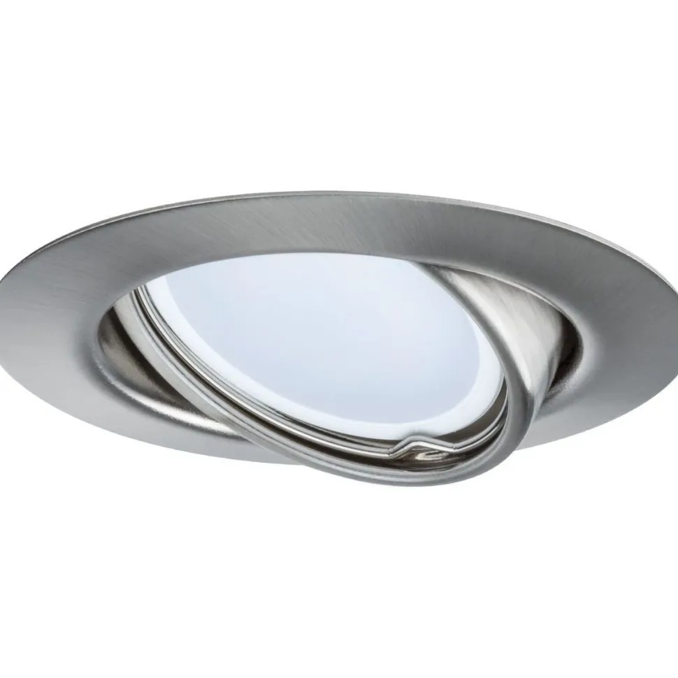 LED-Alasvalosetti Paulmann Coin 3-osainen suunnattava himmennettävä 3000K harjattu teräs