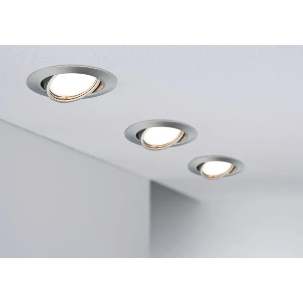 LED-Alasvalosetti Paulmann Coin 3-osainen suunnattava himmennettävä 3000K harjattu teräs