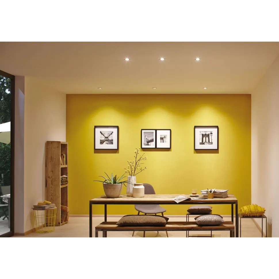 LED-Alasvalosetti Paulmann Coin 3-osainen suunnattava himmennettävä 3000K harjattu teräs