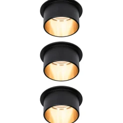 LED-Alasvalosetti Paulmann Gil 3-osainen himmennettävä IP44 2700K mattamusta/kulta