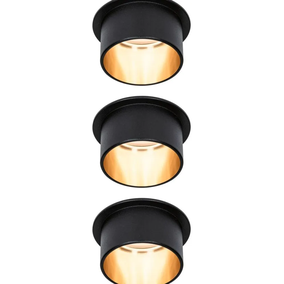 LED-Alasvalosetti Paulmann Gil 3-osainen himmennettävä IP44 2700K mattamusta/kulta