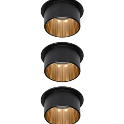 LED-Alasvalosetti Paulmann Gil 3-osainen himmennettävä IP44 2700K mattamusta/kulta