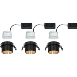 LED-Alasvalosetti Paulmann Gil 3-osainen himmennettävä IP44 2700K mattamusta/kulta