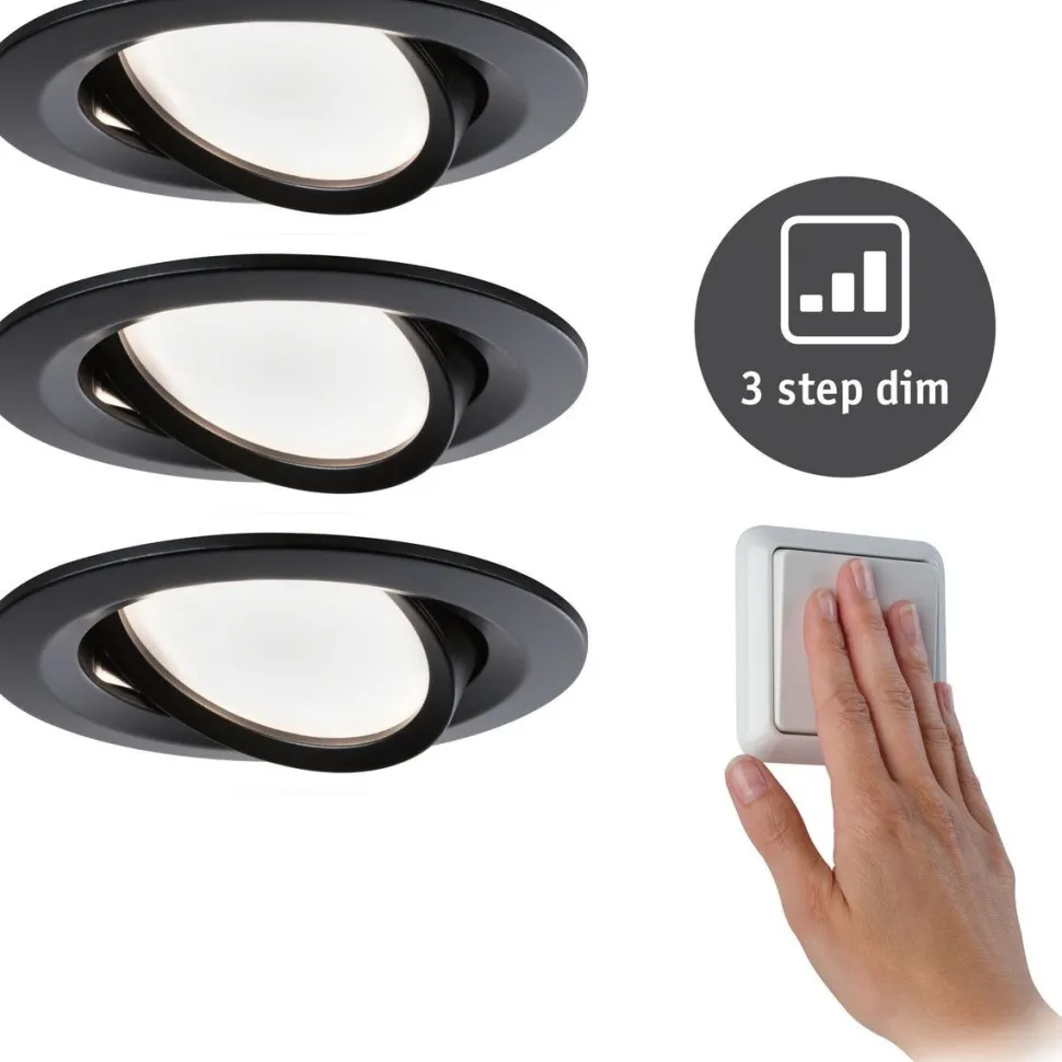 LED-Alasvalosetti Paulmann Nova 3-osainen suunnattava himmennettävä 2700K mattamusta