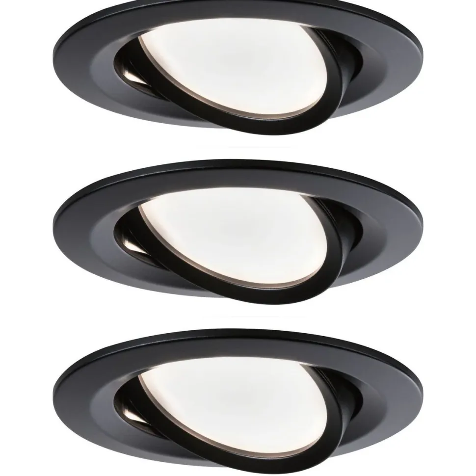 LED-Alasvalosetti Paulmann Nova 3-osainen suunnattava IP44 2700K mattamusta