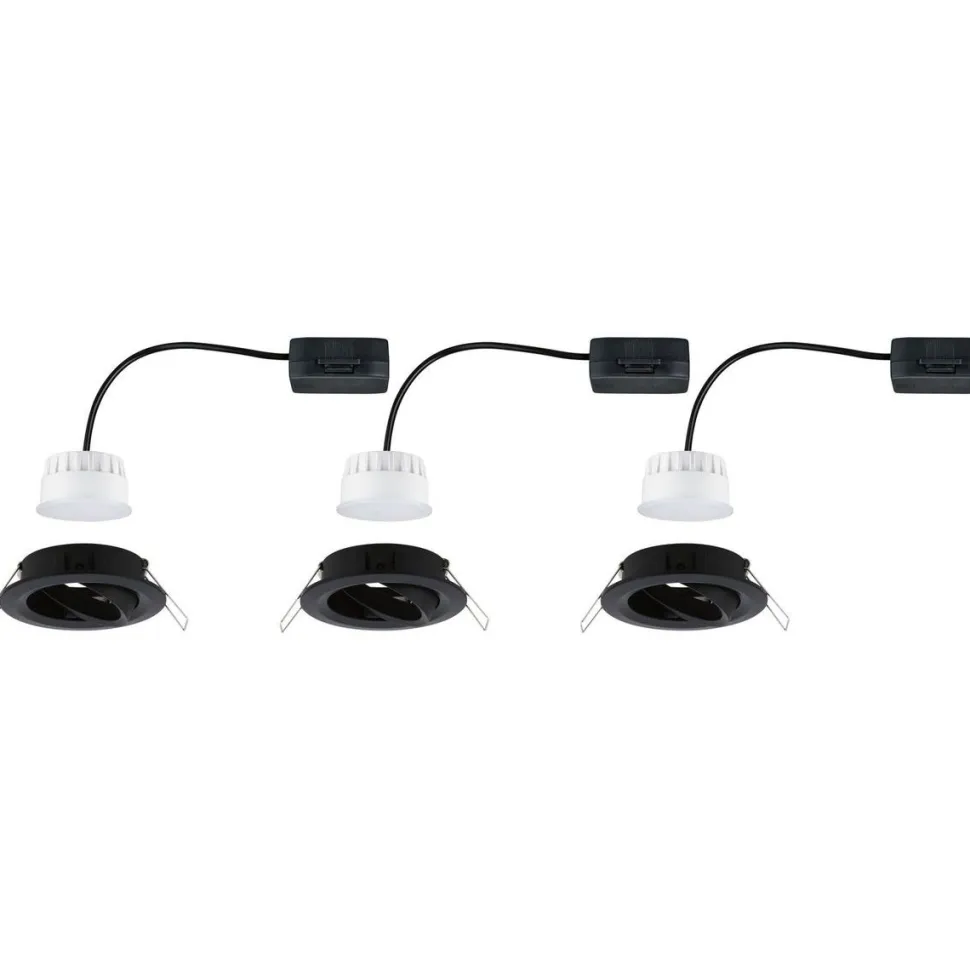LED-Alasvalosetti Paulmann Nova 3-osainen suunnattava IP44 2700K mattamusta