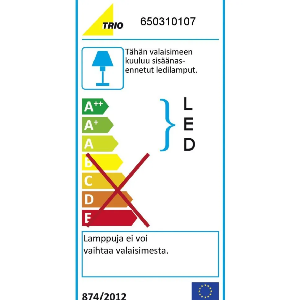 LED-alasvalo Trio Rila ø82x34 mm IP20 harjattu teräs