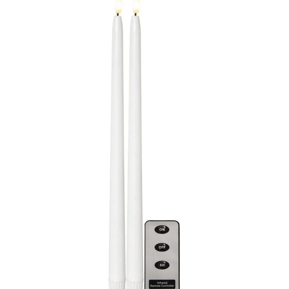 LED-antiikkikynttilä Star Trading Flamme Slim, 38cm, 2kpl, valkoinen