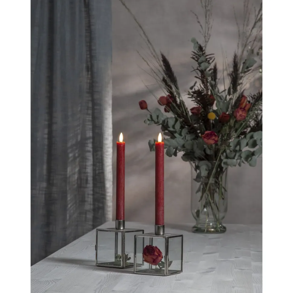 LED-antiikkikynttilä Star Trading Flamme, 24.5cm, 2kpl, punainen