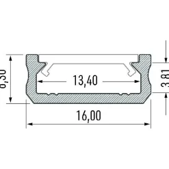 LED-asennusprofiili Lumines D, 16x6.3x2020mm, anodisoitu alumiini