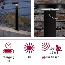 LED-Aurinkokennopollarivalaisin Paulmann Solar Ryse 5W liiketunnistin antrasiitti