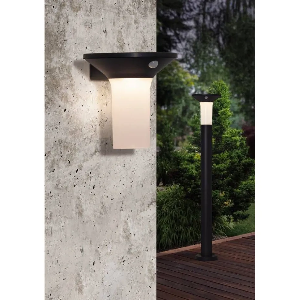 LED-aurinkokennoseinävalaisin Eglo Corbezzola, liiketunnistin, musta