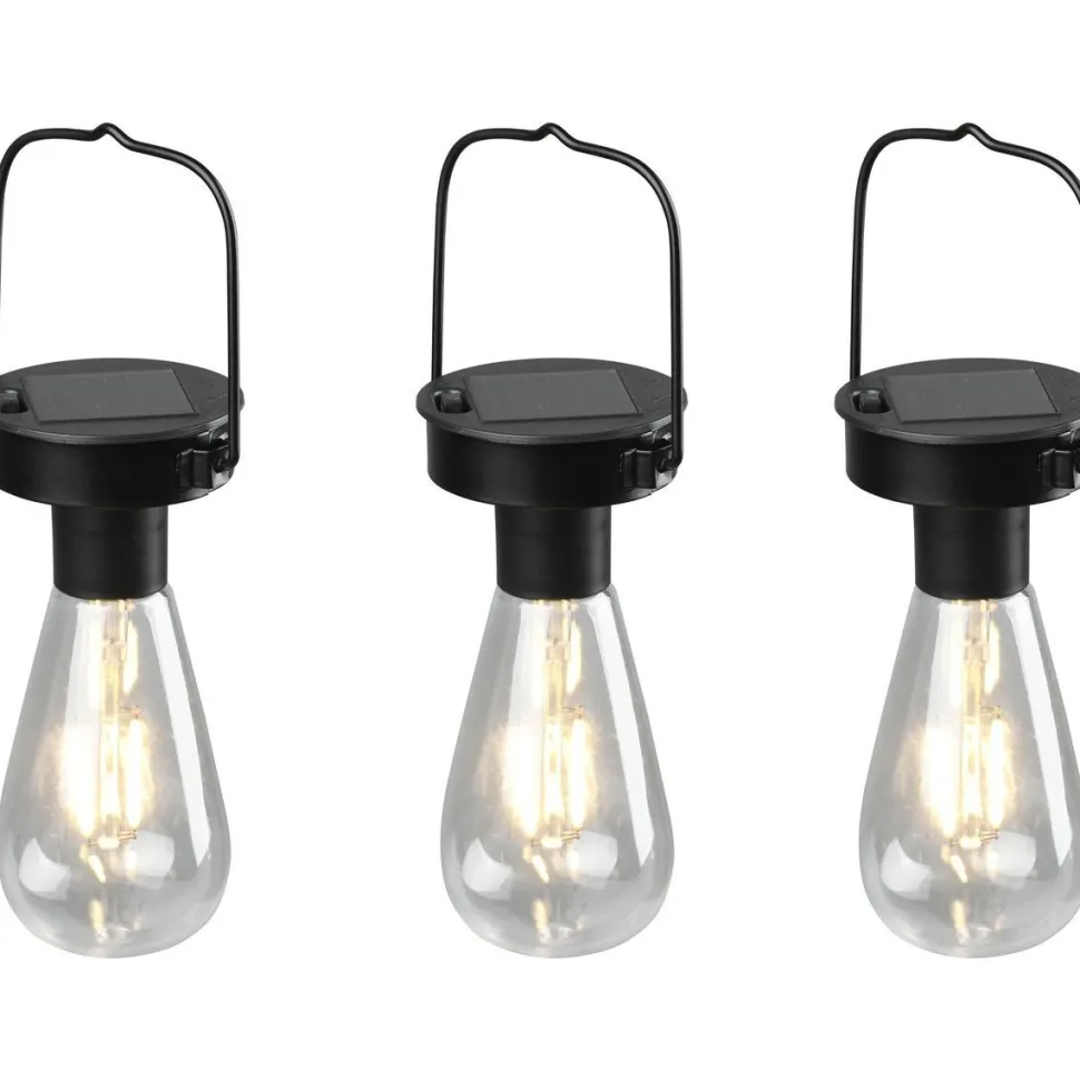LED-aurinkokennovalaisin Trio Campus 3 kpl mattamusta hämärätunnistin