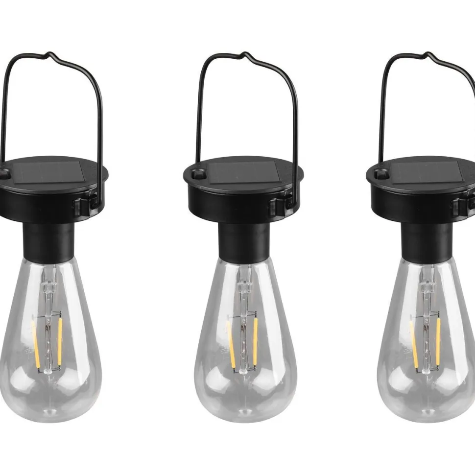 LED-aurinkokennovalaisin Trio Campus 3 kpl mattamusta hämärätunnistin