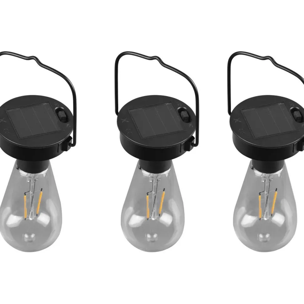 LED-aurinkokennovalaisin Trio Campus 3 kpl mattamusta hämärätunnistin