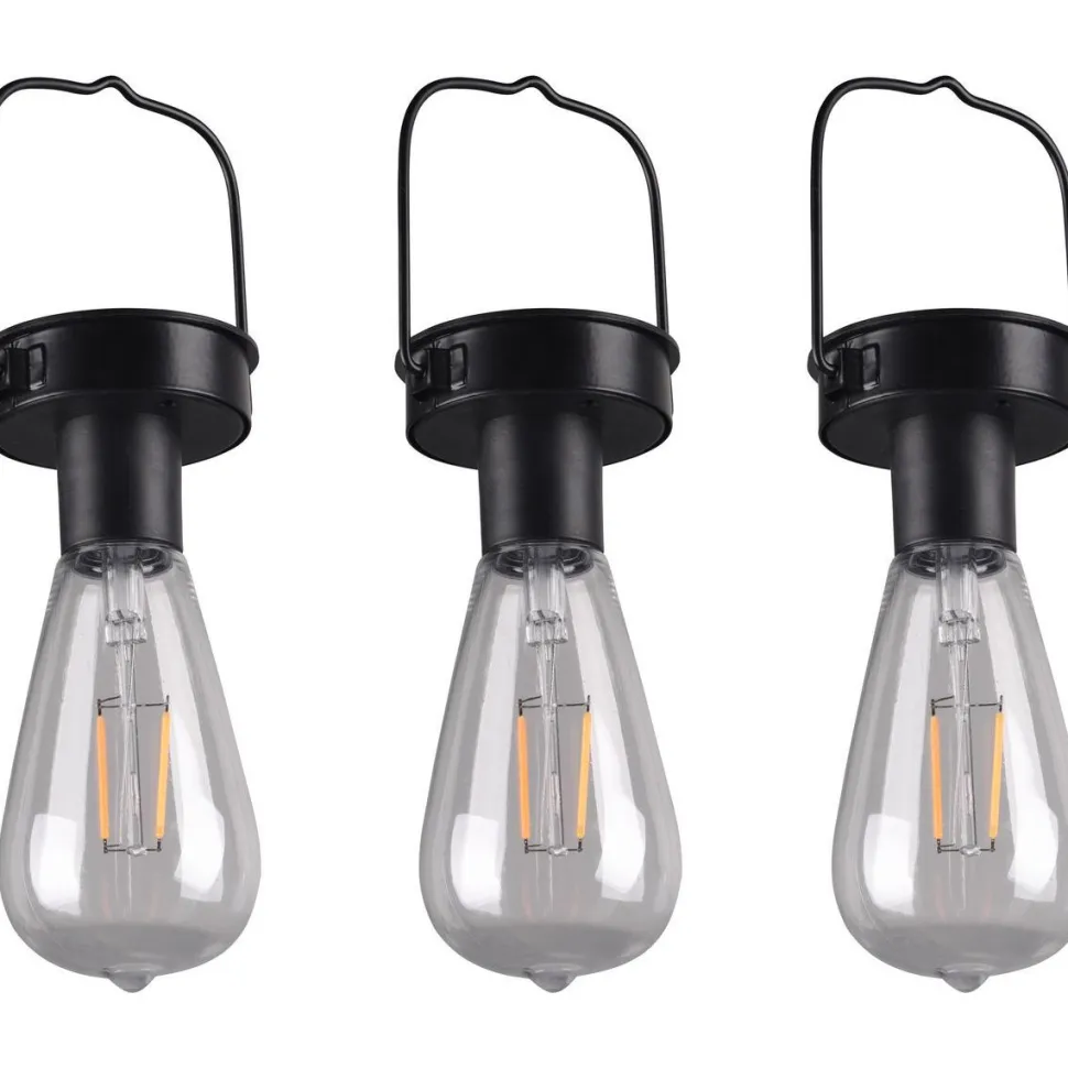 LED-aurinkokennovalaisin Trio Campus 3 kpl mattamusta hämärätunnistin