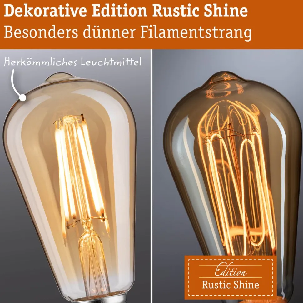 LED-filamenttilamppu Paulmann Rustic Shine Corn, S-muoto, 230V, 300lm, 4.2W, 1800K, himmennettä, kulta