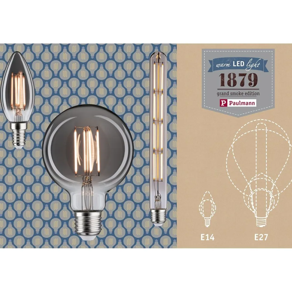 LED-filamenttilamppu Paulmann 1879 Edition Pear, E27, 350lm, 7.5W, 1800K, himmennettävä, savulasi