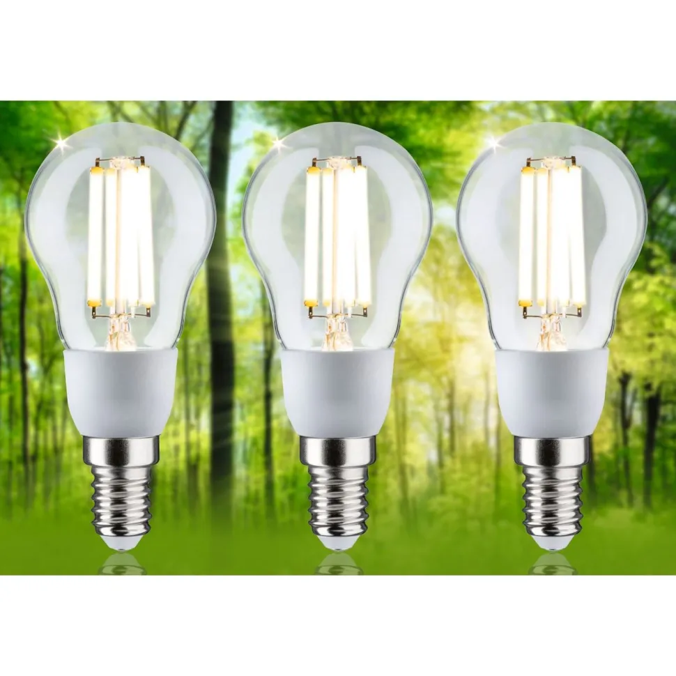 LED-filamenttilamppu Paulmann Eco-Line Drop, E14, 100mm, 525lm, 2.5W, 3000K, kirkas, 3kpl