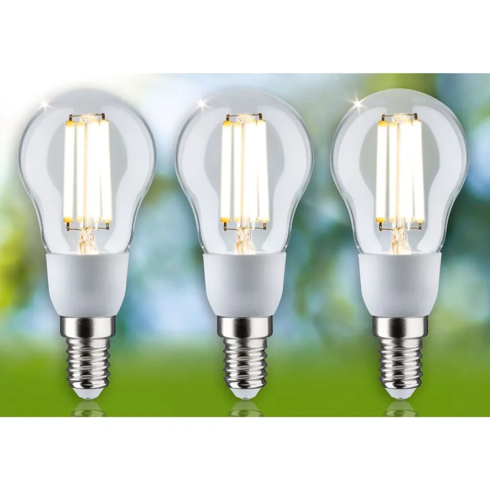 LED-filamenttilamppu Paulmann Eco-Line Drop, E14, 100mm, 525lm, 2.5W, 3000K, kirkas, 3kpl