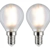 LED-filamenttilamppu Paulmann Drop, E14, 470lm, 4.5W, 2700K, matta, 2kpl
