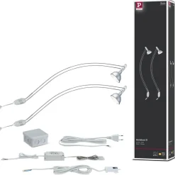 LED-hyllyvalaisin Paulmann Galeria LED Assistent II, GU5.3, 2700K, 2x230lm, 2x4W, kromi