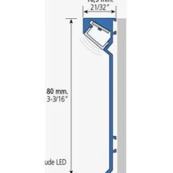 LED-jalkalista Euroshrink 320A, alumiini, 80mm x 2.5m, mattahopea