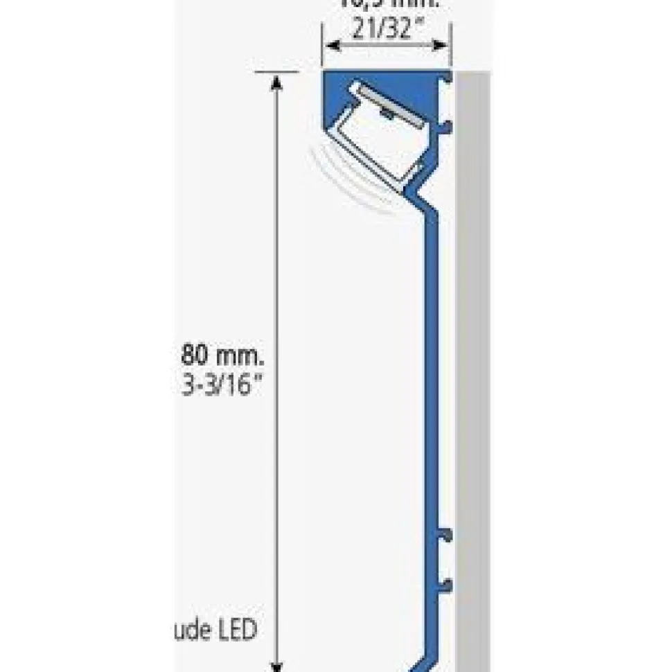 LED-jalkalista Euroshrink 320A, alumiini, 80mm x 2.5m, mattahopea