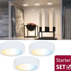 LED-kalustevalaisin Paulmann Clever Connect Disc, 3kpl, säädettävä värilämpötila, mattavalkoinen