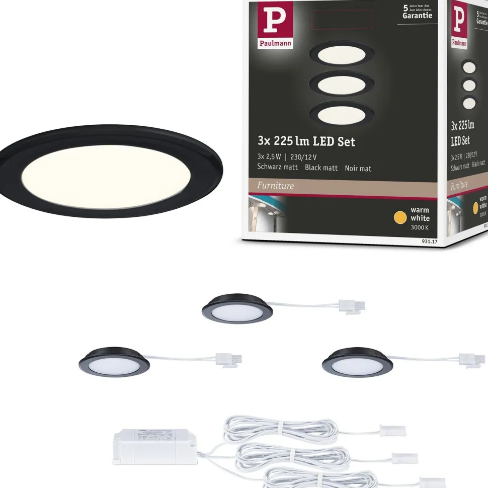 LED-kalustevalaisin Paulmann Ø65mm 3000K upotettava 2.5W 180lm kromi, 3kpl/pkt