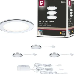 LED-kalustevalaisin Paulmann Ø65mm 3000K upotettava 2.5W 180lm kromi, 3kpl/pkt