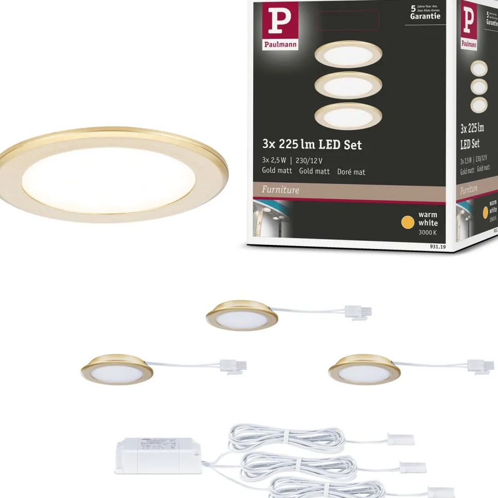 LED-kalustevalaisin Paulmann Ø65mm 3000K upotettava 2.5W 180lm kromi, 3kpl/pkt