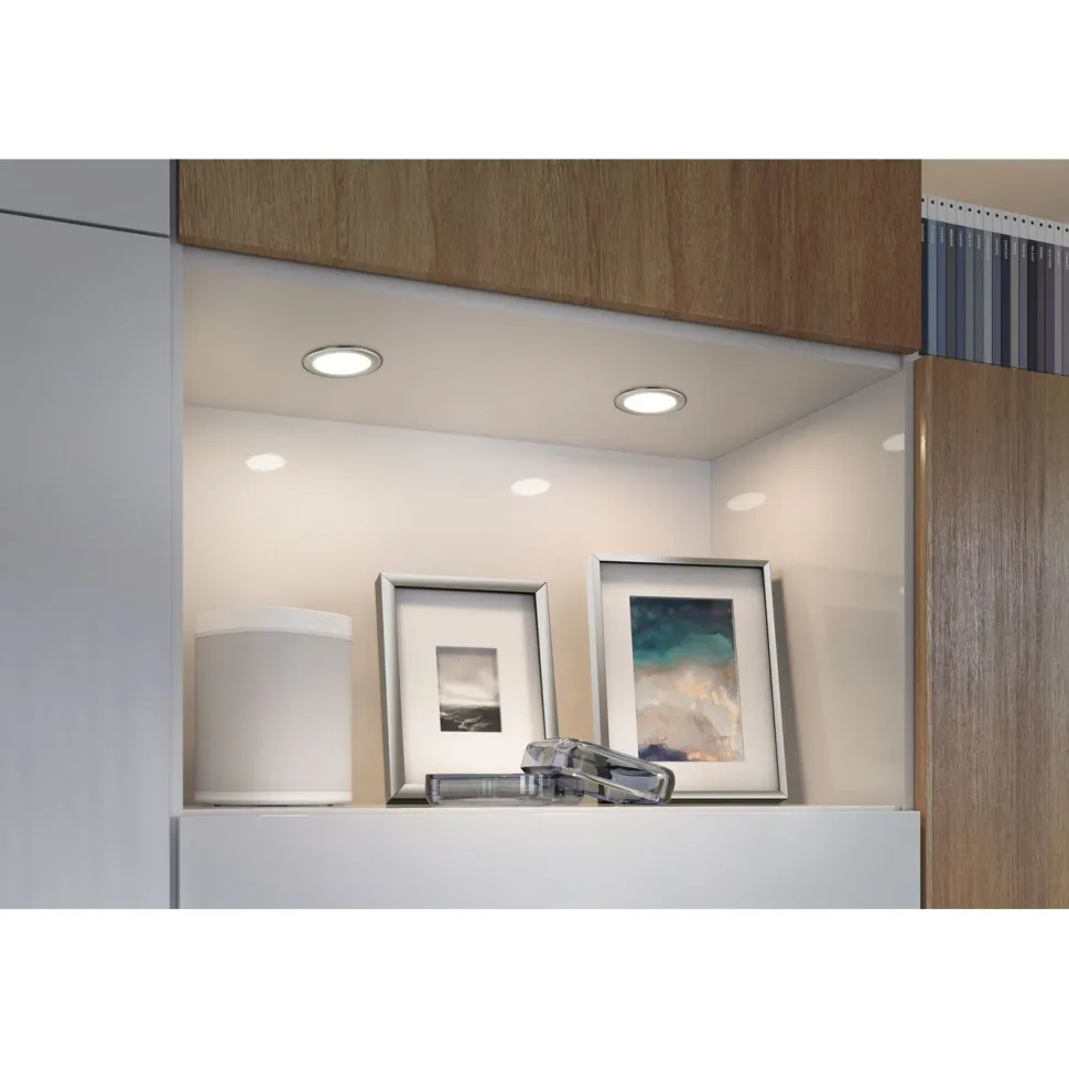LED-kalustevalaisin Paulmann Ø65mm 3000K upotettava 2.5W 180lm kromi, 3kpl/pkt