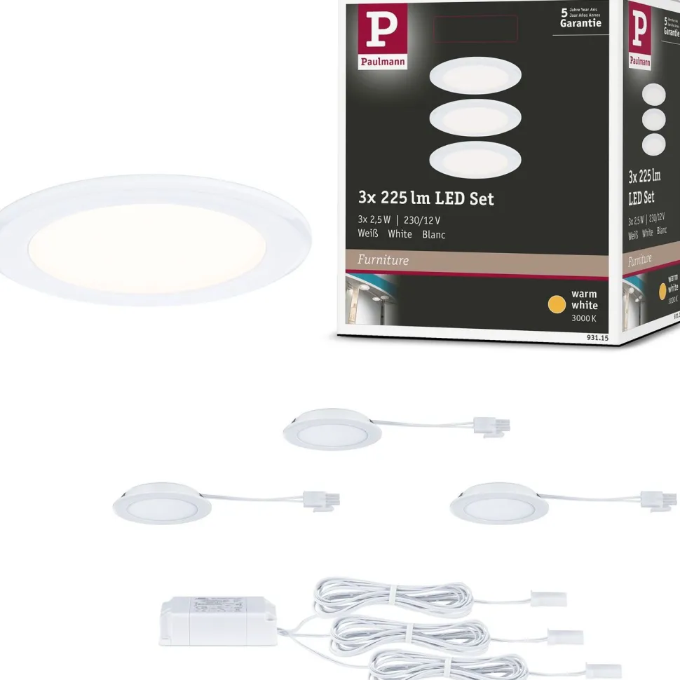 LED-kalustevalaisin Paulmann Ø65mm 3000K upotettava 2.5W 180lm kromi, 3kpl/pkt