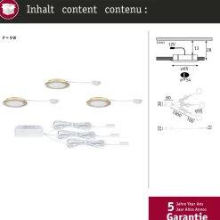 LED-kalustevalaisin Paulmann Ø65mm 3000K upotettava 2.5W 180lm kromi, 3kpl/pkt
