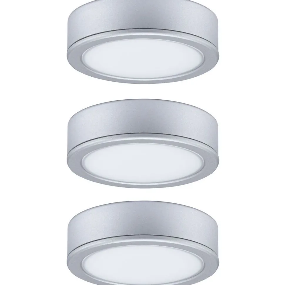 LED-kalustevalaisin Paulmann Pukk, 3kpl, 3.5W, 65mm, 210lm, mattakromi