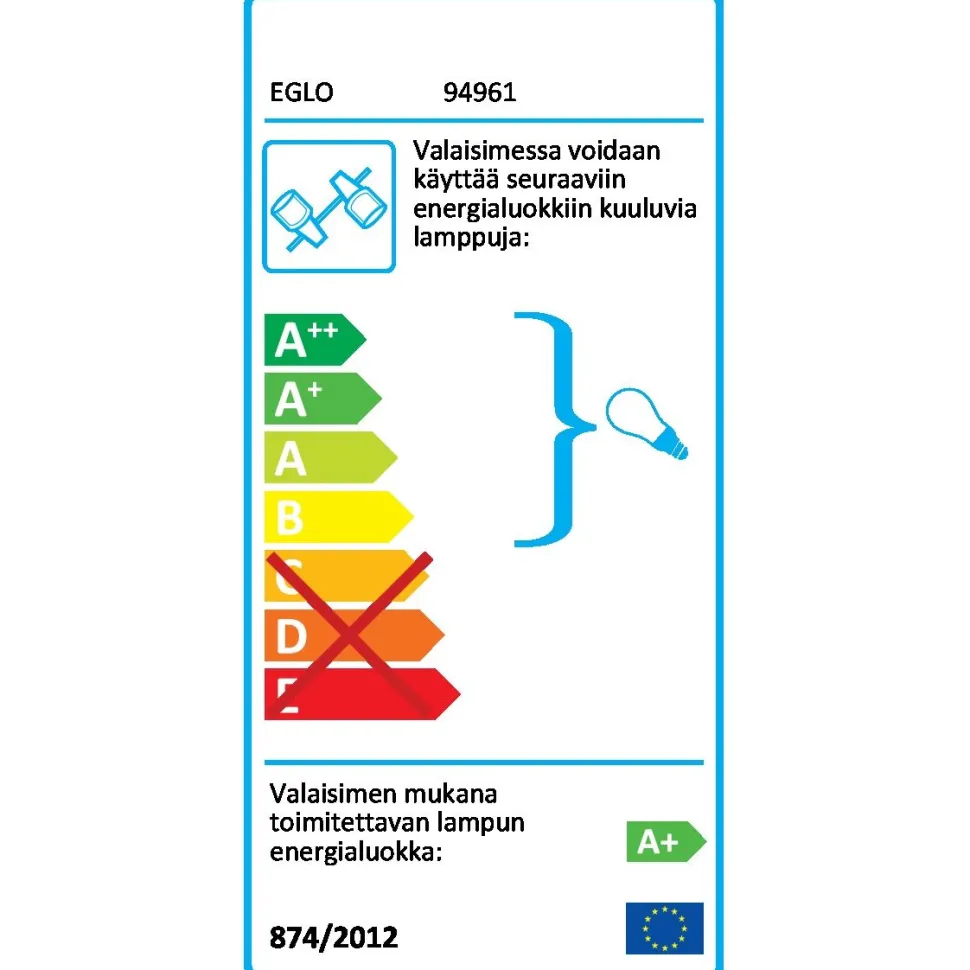 LED-kattospotti Eglo Sarria 3-osainen valkoinen kromi 94961