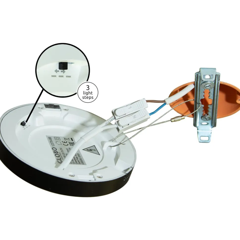 LED-kattovalaisin Globo Lasse Ø13cm, 6W, 3000-6500K, valkoinen