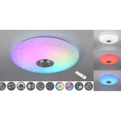 LED-kattovalaisin bluetooth-kaiuttimella Trio Musica Starlight RGBW 58cm valkoinen